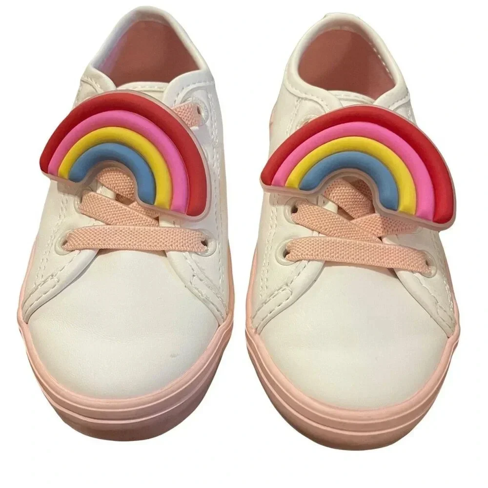 Old Navy 6 Infant White & Pink Rainbow Sneakers